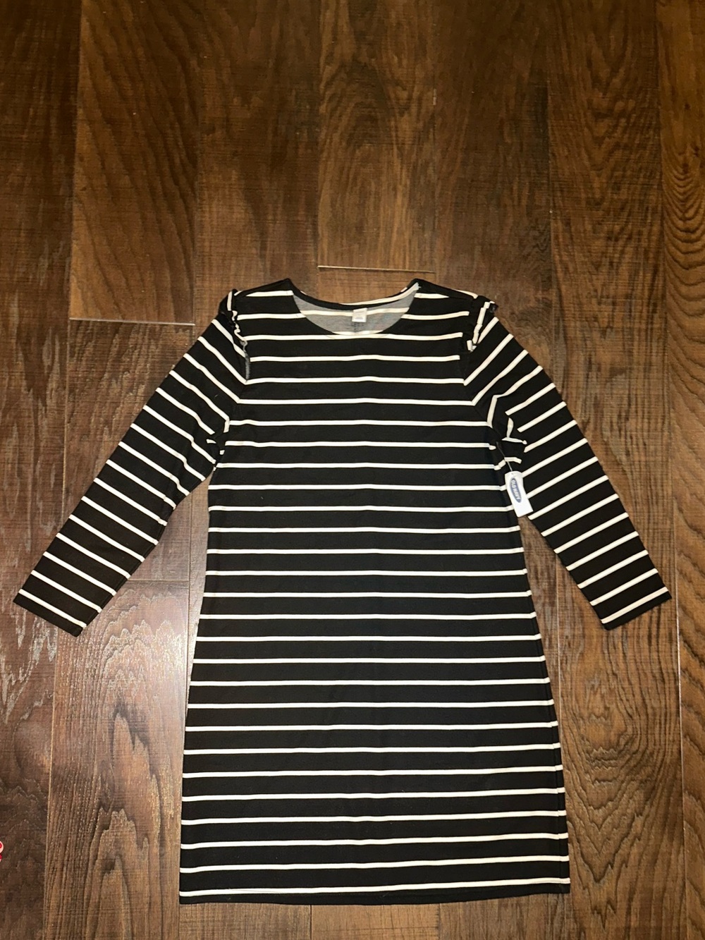 Old Navy Black and White Striped Long Sleeve Dress